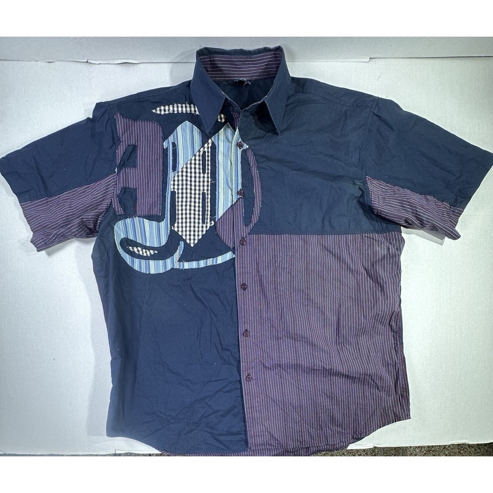 Makaveli Branded Men's Patchwork Button Shirt XL Hip Hop Streetwear Rare